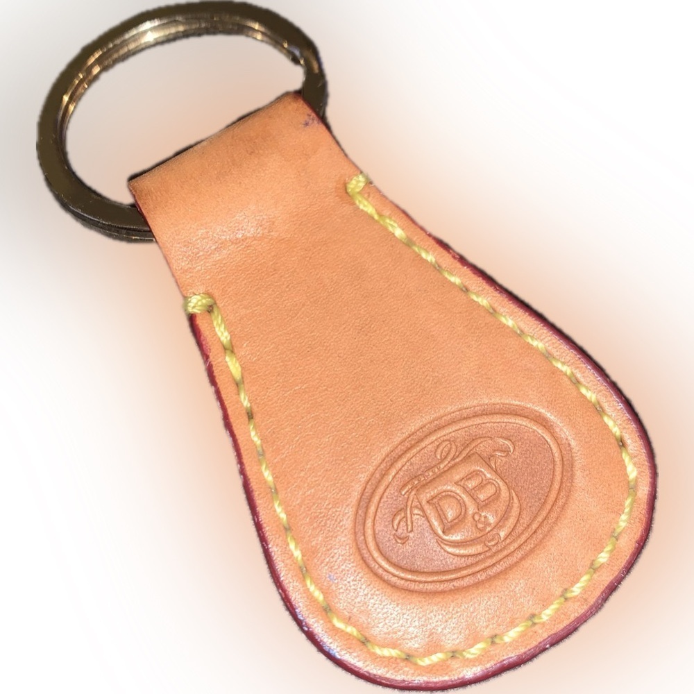 Dooney and Bourke Leather Key Ring Key Chain Fob Tan DB
